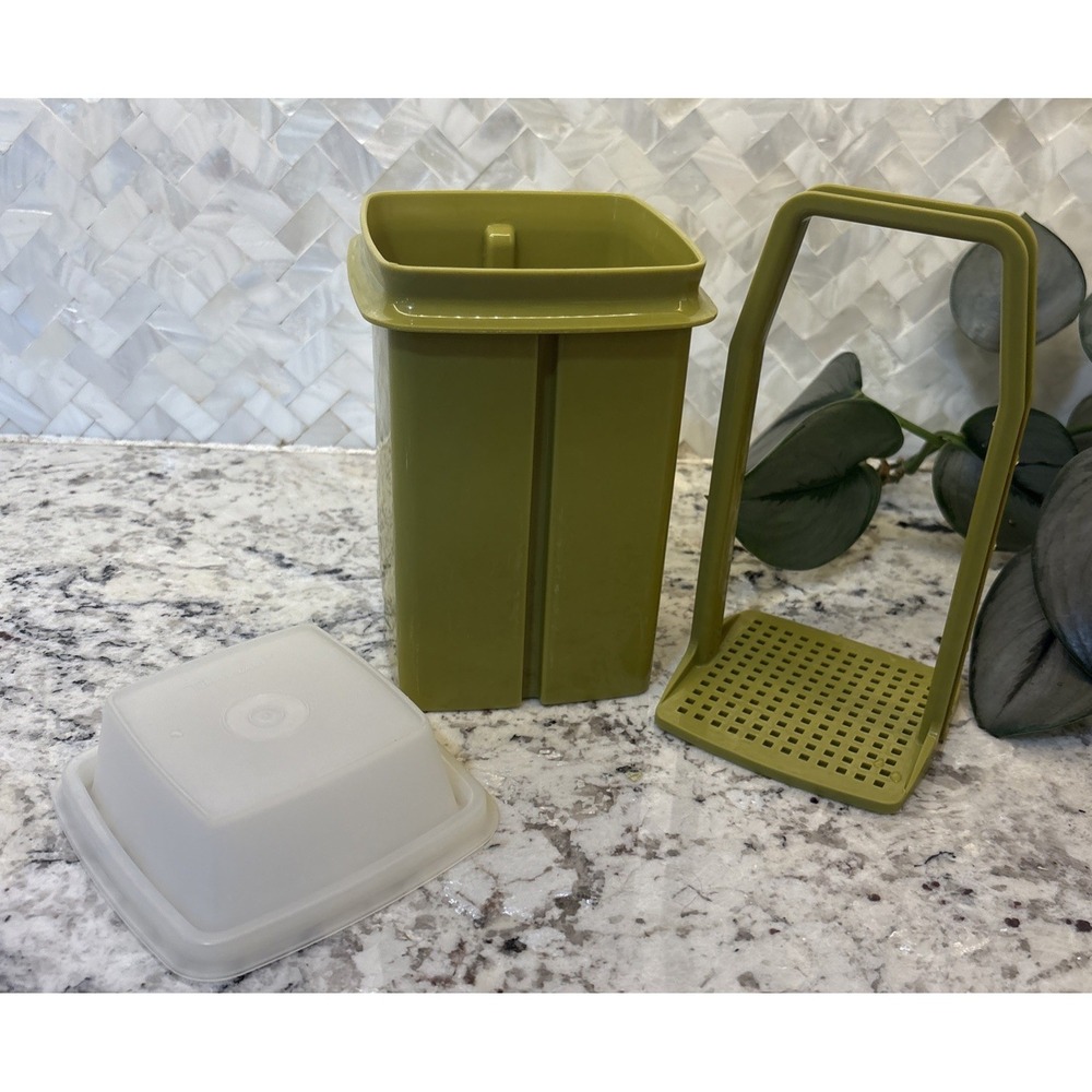 VTG Tupperware Olive Pickle Keeper Pick-a-Deli Avocado Green‎ 3 Piece USA 1330-6